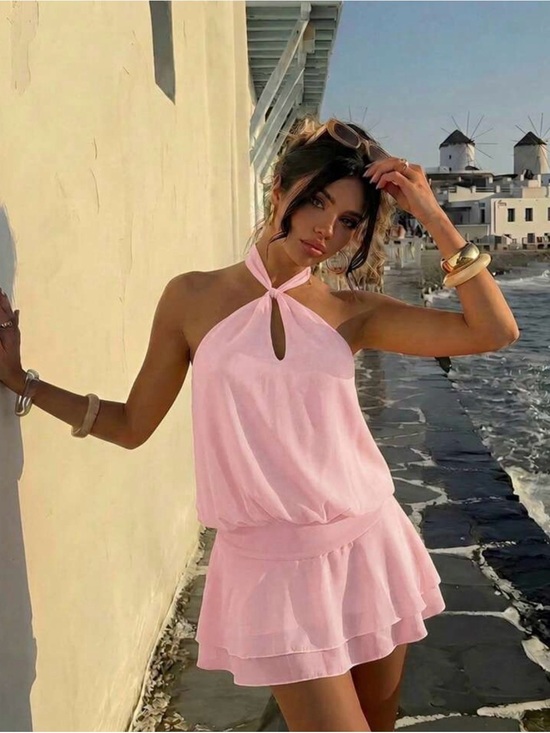 Dresses & Skirts - Light Pink Halter Mini Dress